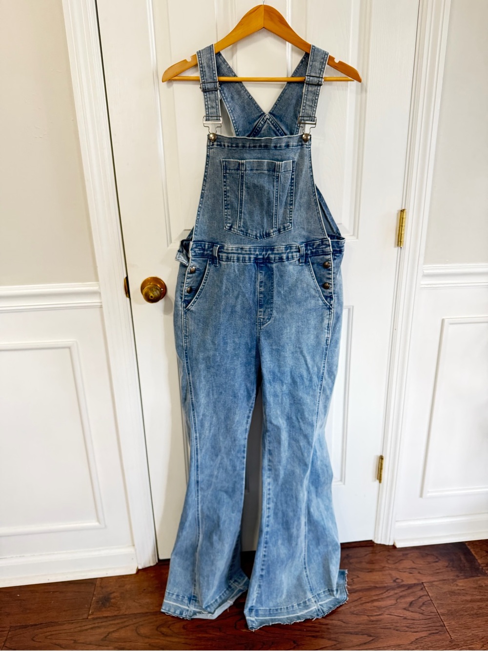 Listicle Denim Overalls Size Large Blue Flare Leg Jeans Boutique Boho